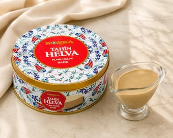 Koska Plain Tahini Halva, Traditional Turkish Sesame Dessert, 800g Tin