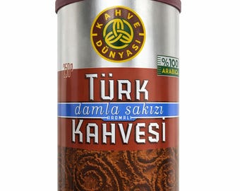 Mastic Flavored Turkish Coffee 250g | Damla Sakızlı Türk Kahvesi | 100% Arabica | Traditional Coffee Tin