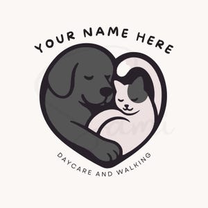 Editable Pet Daycare Logo: Dog & Cat Sitter Branding (Canva FREE Template)