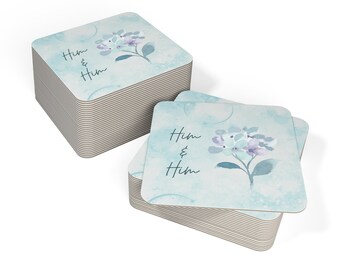 Gay Wedding  Him & Him Gift Elegant Pastel Coaster Set For Party Favor Calming Kitchen Decor For Pride Month