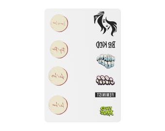 Feminist Mix Temporary Tattoo Sheet For Gothic Aesthetic Punk Concerts