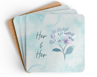 Her & Her Lesbian Wedding Gift Pastel Floral Kitchen Decor Accessory