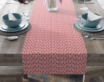Blush Mosaic Tile Table Runner | Pink Geometric Dining Decor