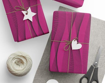 Minimalist Line Art Pink Wrapping Paper | Gift Wrap Paper, 3 Sizes