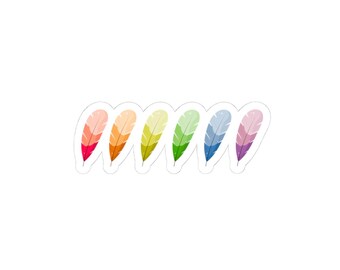 Rainbow Feather Sticker For Pride Month Accessories In Rainbow Colors