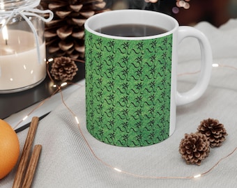 Spiritual Om Mantra Gift Green Boho Aesthetic For Cozy Meditation Rooms Coffee Mug For Religious Indian Festivals