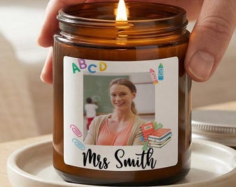 Bougie de remerciement pour enseignant, cadeau photo personnalisé pour une bougie pour enseignant, bougie de remerciement pour la rentrée, cadeau de remerciement pour la classe