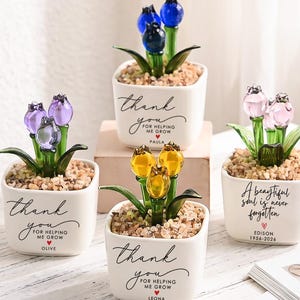 Vaso di fiori personalizzato in vetro colorato, regalo "Grazie per avermi aiutato a crescere", regalo personalizzato per ringraziare l'insegnante, decorazione per la scrivania.