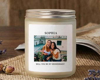 Personligt fotoljus, brudtärnefrieripresent, anpassat brudtärneljus, Vill du vara min brudtärneminne