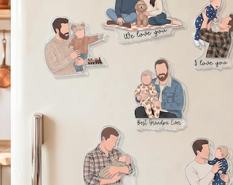 Imán con foto del abuelo, imán personalizado sin rostro para la nevera, regalo para el abuelo, recuerdo familiar personalizado de los nietos, regalo para el Día del Padre