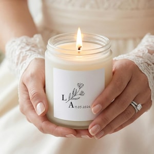 Personalized Wedding Candle, Custom Initial Candle，Minimalist Wedding Favor Candle, Custom Couple Gift For Bridal Shower Or Anniversary