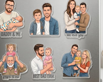 Aimant photo personnalisé pour la fête des pères, cadeau papa grand-père personnalisé, cadeau des petits-enfants, souvenir acrylique pour réfrigérateur