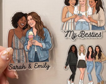Personalized Photo Magnet for Besties,Custom Best Friend Fridge Magnet, Acrylic BFF Picture, Galentines Day Gift, Sister Gifts
