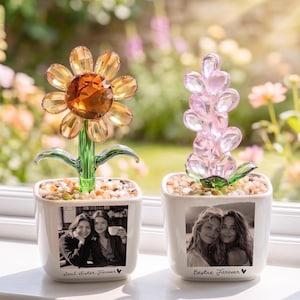 Bästispresent Personlig Foto Glasblomkruka, Anpassad Vänskapsblomkruka Keramik, Födelsedag Bröllop Brudtärnefrieri MOH Minnesgåva