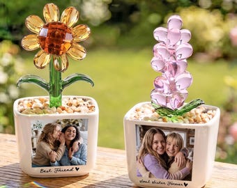 Vaso di fiori in vetro personalizzato con foto della migliore amica, regalo per la migliore amica, vaso di fiori in vetro per il compleanno della migliore amica, idea regalo per la laurea