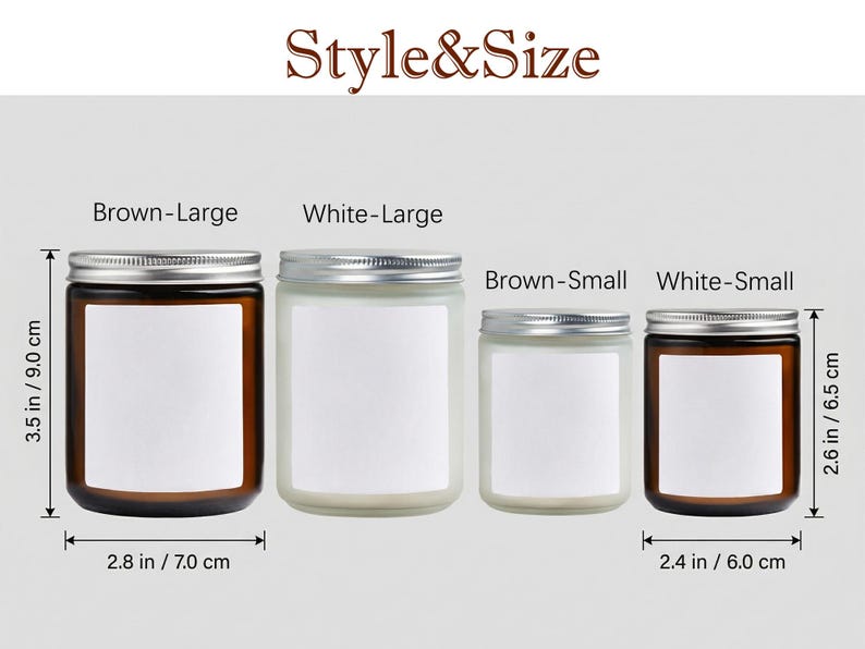 Peut inclure: Quatre bocaux en verre avec des couvercles argent&eacute;s, &eacute;tiquet&eacute;s Brown-Large, White-Large, Brown-Small et White-Small. Le bocal Brown-Large mesure 9,0 cm de haut et 7,0 cm de large. Le White-Small mesure 6,5 cm de haut et 6,0 cm de large.