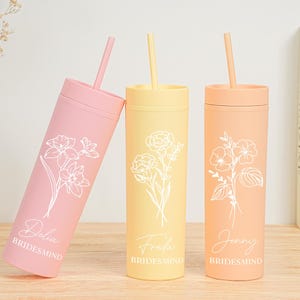 Personalized Skinny Tumbler, Custom Skinny Tumbler,Wedding Party water glass Gifts,water glass Gifts,Bridesmaid Tumbler with Lid and Straw