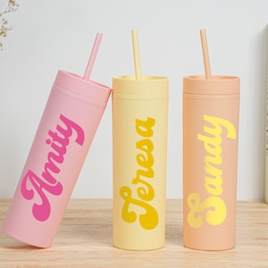 Personalized  Tumbler With Straw,Customized bridal cup, Beach cup,Bachelorette Party, Wedding Party water glass Gifts,Custom Skinny Tumbler