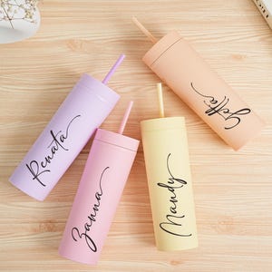 Personalized name Tumbler With Straw,Custom cup, Beach cup,Bachelorette Party, Wedding Party water glass Gifts,Custom Skinny Tumbler