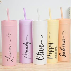 Personalized Tumbler with Lid and Straw, Custom name Tumbler,Bridesmaid Gift, Skinny Cup,Bridesmaid Proposal,Bachelorette Party Gifts