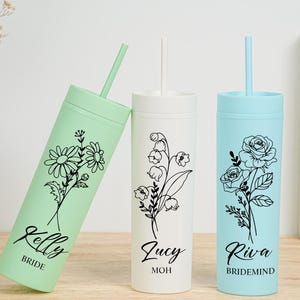 Personalized  Tumbler With Straw,Customized bridal cup, Beach cup,Bachelorette Party, Wedding Party water glass Gifts,Custom Skinny Tumbler