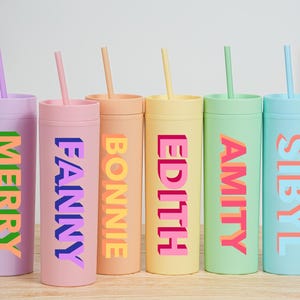 Personalisierter Becher mit Strohhalm, Brautjungfer Becher mit Deckel und Strohhalm,Benutzerdefinierte Tasse,Bachelorette Party,Benutzerdefiniertes Namensgeschenk