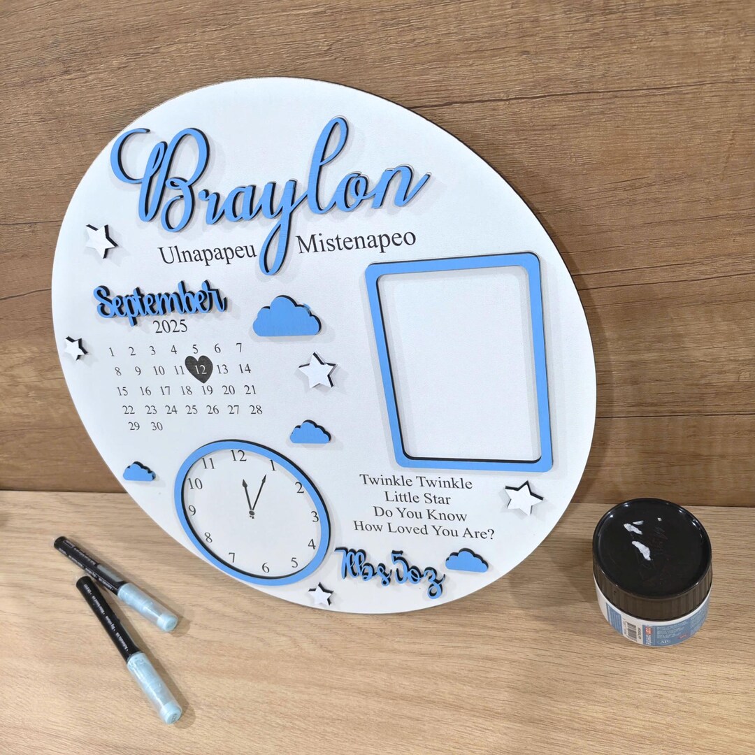 Personalized Baby Birth Announcement Plaque : Engraved Photo Keepsake ...