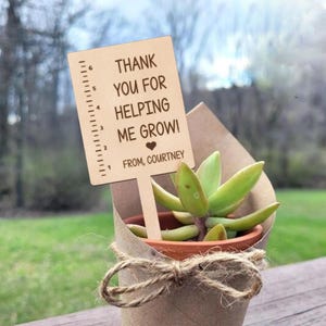 Teacher Birthflower Keepsake, Teacher Plant Sign, Personalized Teacher Gift Card Holder, Thank You Helping Me Grow Sign, Thank You Gift TH17