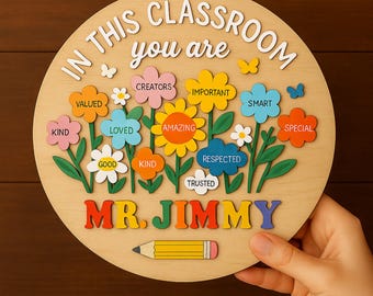Letrero personalizado para aula de profesores: colgador de puerta de madera personalizado