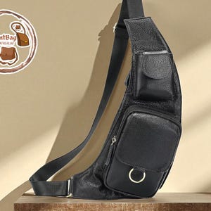 Men’s Crossbody Chest Bag | Retro Sling Shoulder Pack | Travel Utility Organizer | Half Moon Flap Design | Messenger Satchel Gear