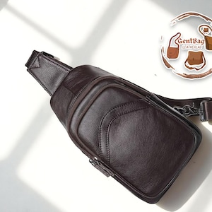Leather Crossbody Bag | Men’s Chest Sling | Adjustable Strap for Work | Casual Fashion Accessory | Stylish Everyday Wear