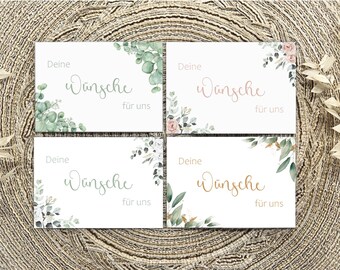 Hochzeit Wunschkarten für Gäste, Wünsche für das Brautpaar, Wünschekarten verschiedene Farben