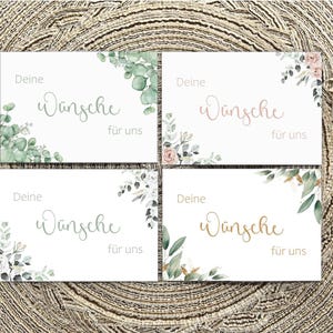 Hochzeit Wunschkarten für Gäste, blanko oder mit Vordruck, Wünsche für das Brautpaar, Wünschekarten verschiedene Farben