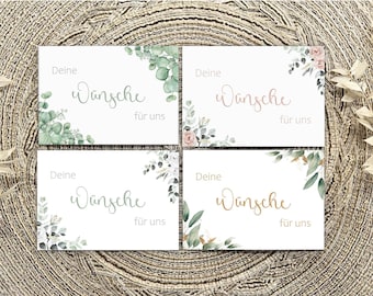 Hochzeit Wunschkarten für Gäste, blanko oder mit Vordruck, Wünsche für das Brautpaar, Wünschekarten verschiedene Farben