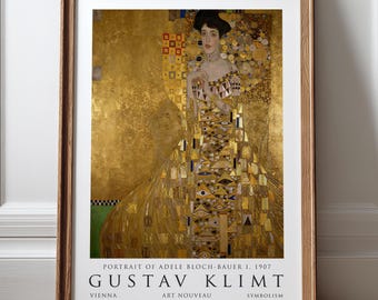 Gustav Klimt Adele Bloch Bauer Poster, Art Nouveau Print, Museum Exhibition Poster, Vintage Klimt Wall Art