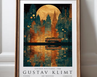 Gustav Klimt Poster, Art Nouveau Print, Golden Klimt Wall Art, Vienna Secession Exhibition Poster (Digital Download)
