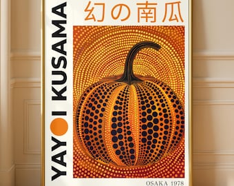 Yayoi Kusama Pumpkin Print, Modern Japanese Poster, Minimalist Abstract Art Print, Japanese Pop Art