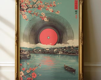 Japanese Cherry Blossom Vinyl Record Art Print (Digital Download)