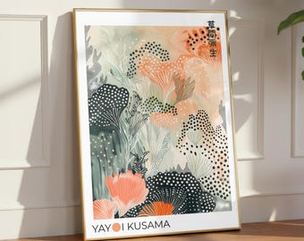 Yayoi Kusama Print – Japanese Abstract Floral Wall Art, Minimalist Botanical Poster, Japandi Wall Art, Japanese Art Print