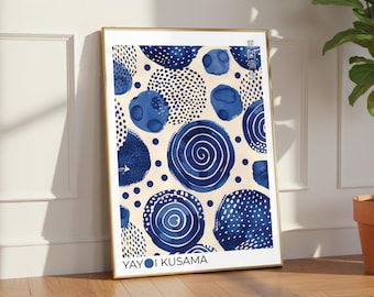 Yayoi Kusama Print – Blue Abstract Polka Dot Art (Digital Download)