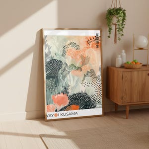 Modern Botanical Art design with soft sage greens and bold orange blooms.