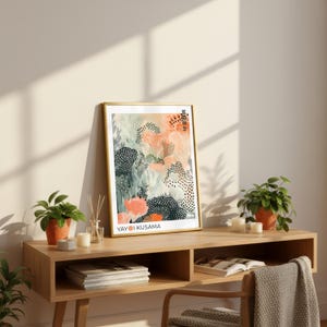 Minimalist Botanical artwork perfect for Japandi and modern interiors.
