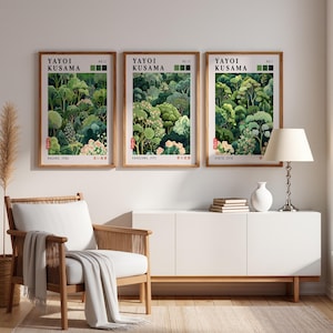 Exhibition Poster inspired Japanese Wall Art featuring layered forests and nature motifs