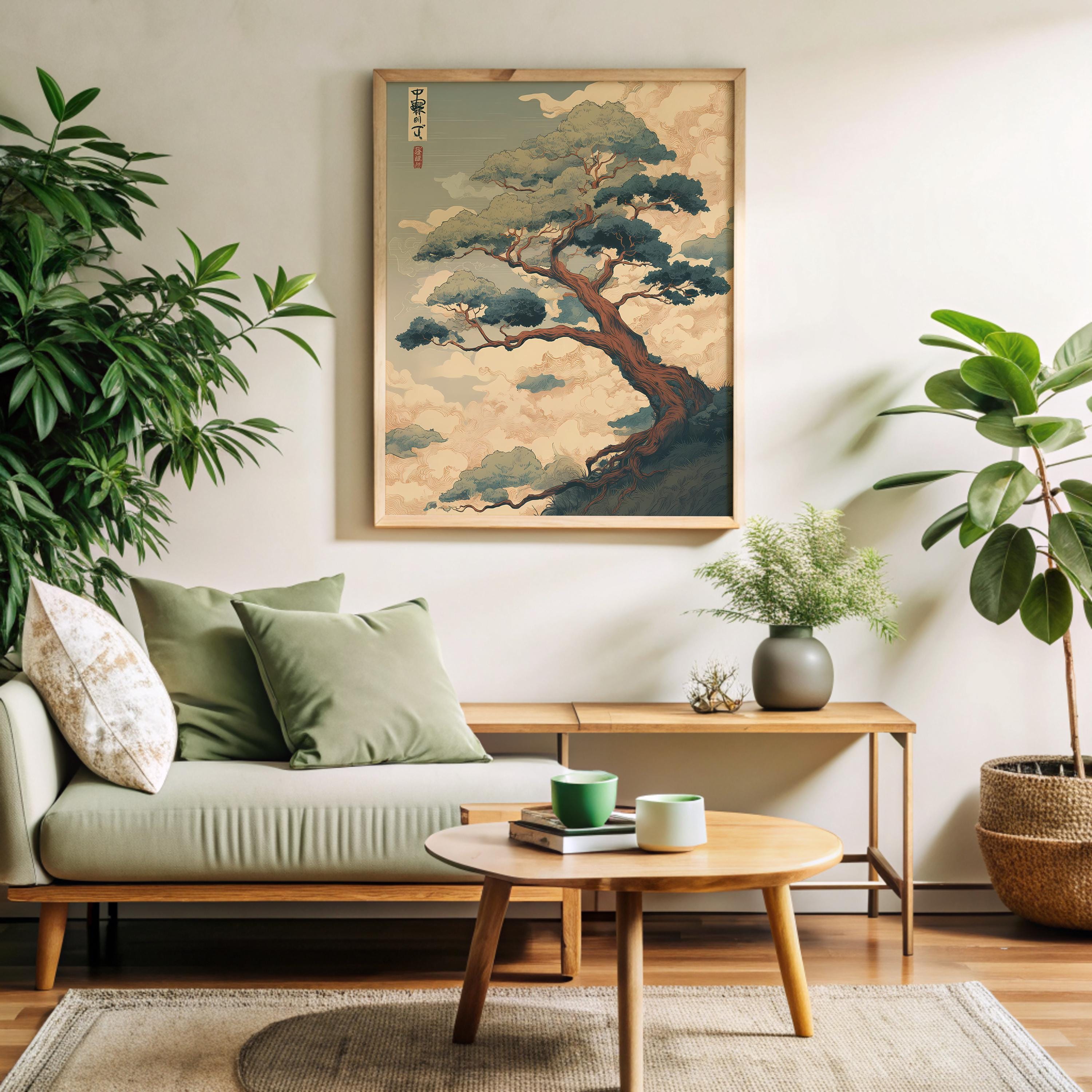 Vintage Japanese Pine Tree Print – Zen Japandi Wall Art (digital ...