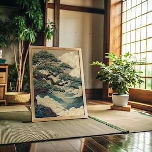 Nature Lover Gift idea with Japanese Wall Art inspired by classic woodblock landscape prints