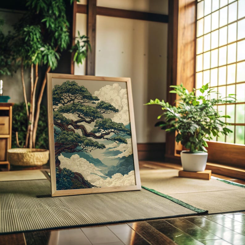 Nature Lover Gift idea with Japanese Wall Art inspired by classic woodblock landscape prints