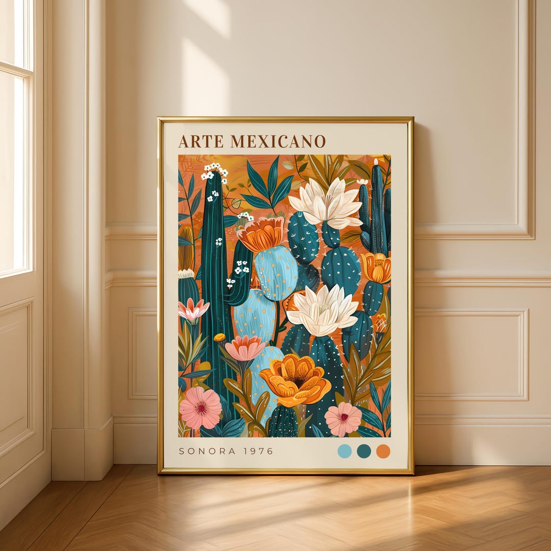 Mexican Folk Art Cactus Print – Boho Floral Wall Decor (digital ...