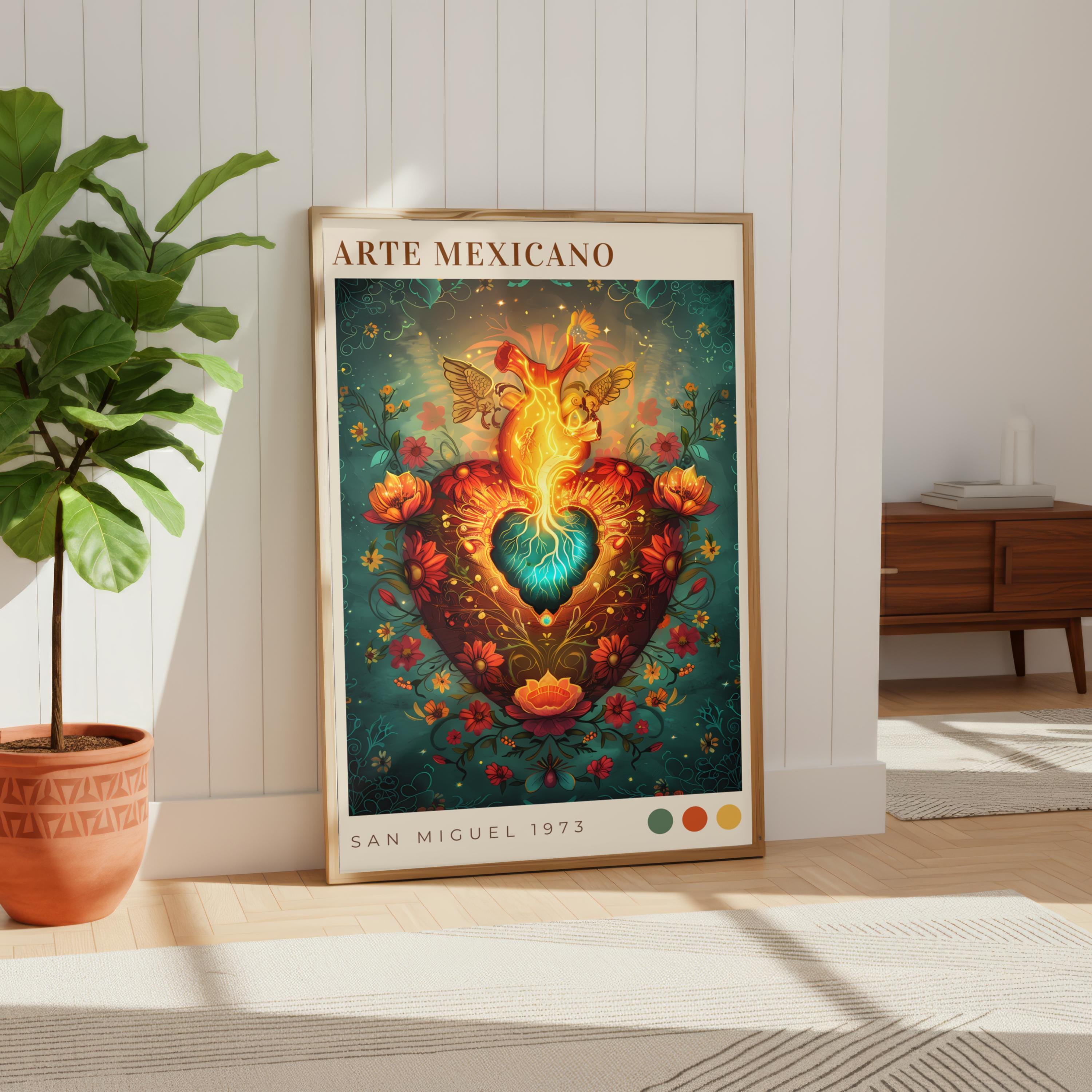 Mexican Folk Art Print Set | Colorful Botanical Posters (digital ...