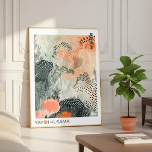 Serene Japanese Wall Art print inspired by nature and Kusama’s signature polka dots.