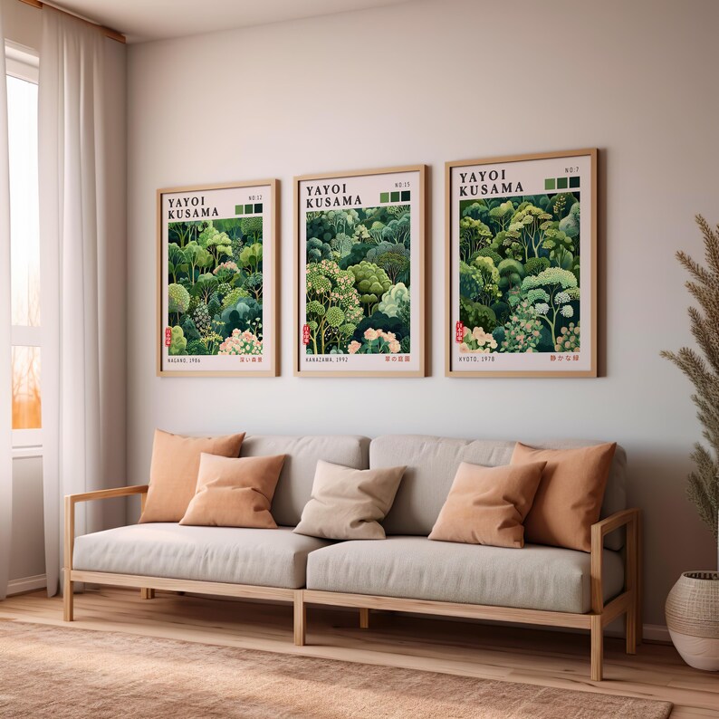 Yayoi Kusama Print inspired wall art set designed for calm, design-focused living spaces